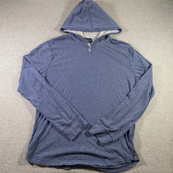 Lucky Brand Saturday Stretch Mens Blue Hoodie Long Sleeve Button Up Casual Top - Picture 1 of 8